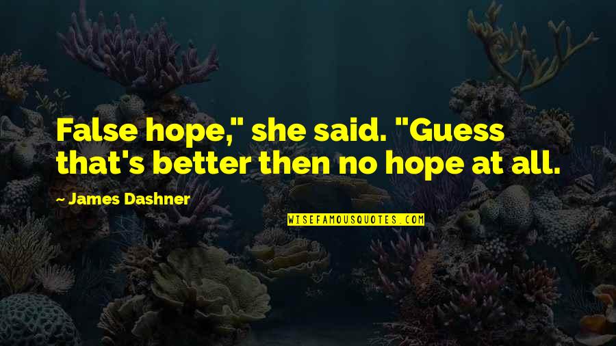 Deprimerende Quotes By James Dashner: False hope," she said. "Guess that's better then