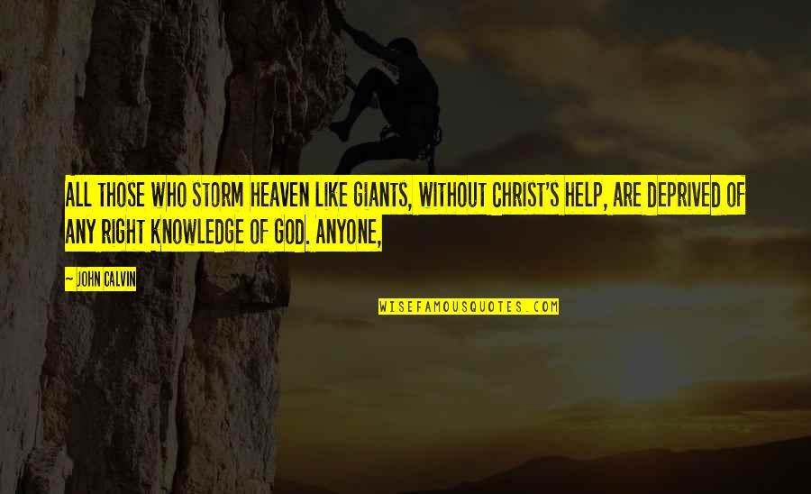 Deprived Quotes By John Calvin: All those who storm heaven like giants, without