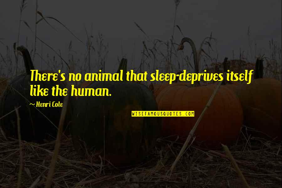 Deprives Quotes By Henri Cole: There's no animal that sleep-deprives itself like the