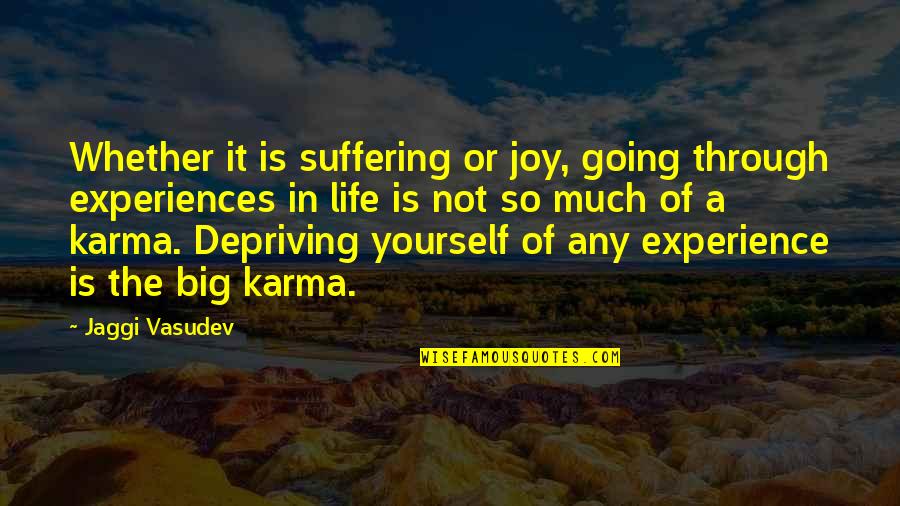 Depriving Quotes By Jaggi Vasudev: Whether it is suffering or joy, going through Depriving Quotes By Jaggi Vasudev: Whether it is suffering or joy, going through