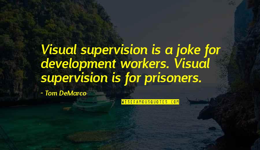 Depthless Def Quotes By Tom DeMarco: Visual supervision is a joke for development workers.