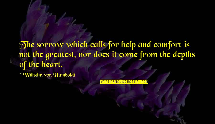 Depths Of Sorrow Quotes By Wilhelm Von Humboldt: The sorrow which calls for help and comfort