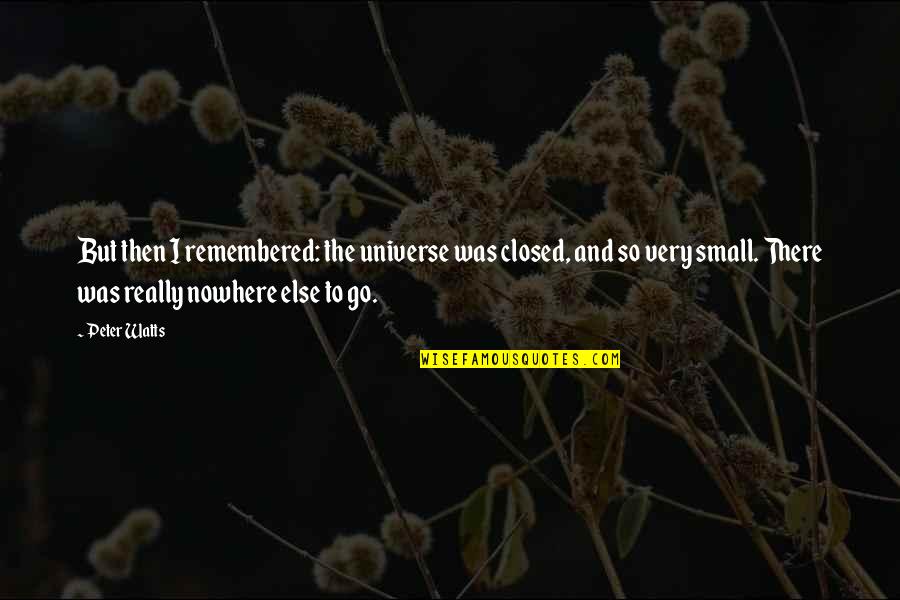 Der Ksz Gu H Romsz G Befog Tfog Quotes By Peter Watts: But then I remembered: the universe was closed, Der Ksz Gu H Romsz G Befog Tfog Quotes By Peter Watts: But then I remembered: the universe was closed,