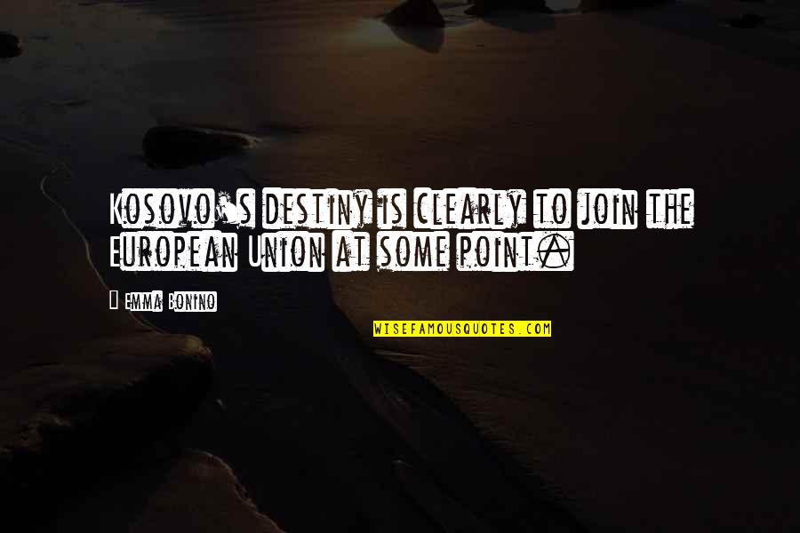 Derailment Quotes By Emma Bonino: Kosovo's destiny is clearly to join the European