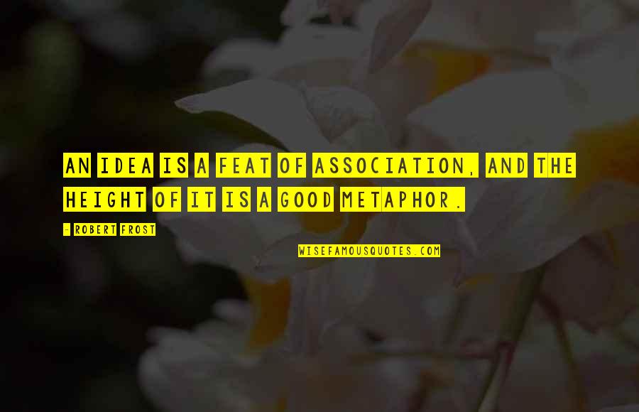 Deramores Yarn Quotes By Robert Frost: An idea is a feat of association, and