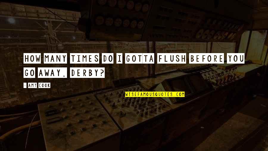 Derby Quotes By Amy Cook: How many times do I gotta flush before