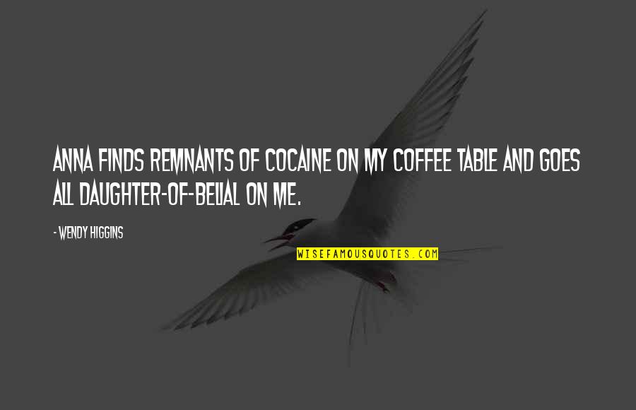 Derdaele Quotes By Wendy Higgins: Anna finds remnants of cocaine on my coffee Derdaele Quotes By Wendy Higgins: Anna finds remnants of cocaine on my coffee