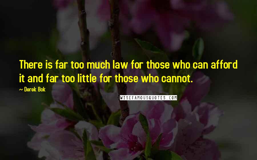 Derek Bok quotes: There is far too much law for those who can afford it and far too little for those who cannot.