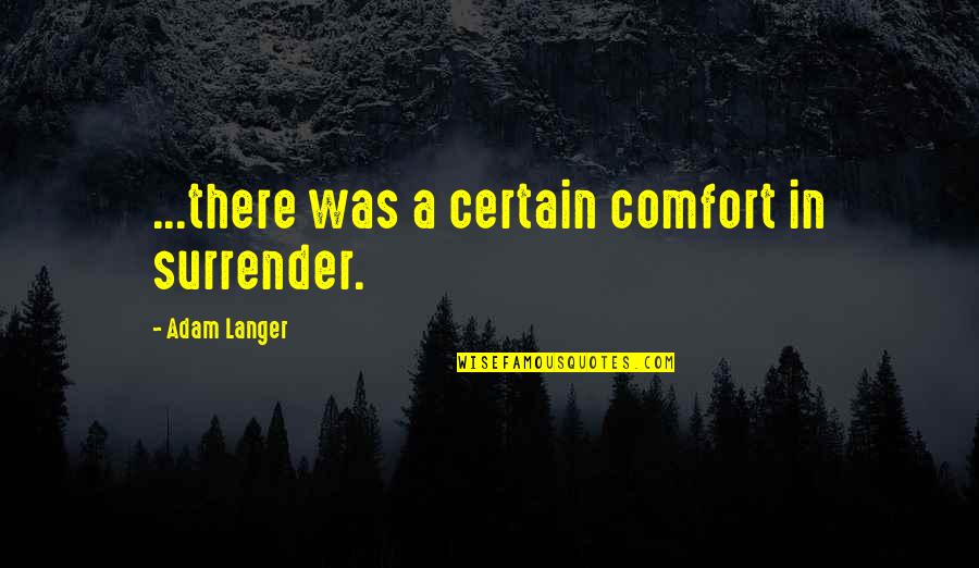 Derek Muller Quotes By Adam Langer: ...there was a certain comfort in surrender.