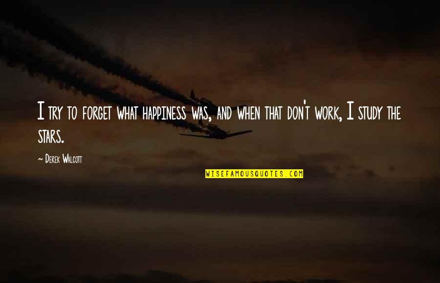 Derek Walcott Quotes By Derek Walcott: I try to forget what happiness was, and