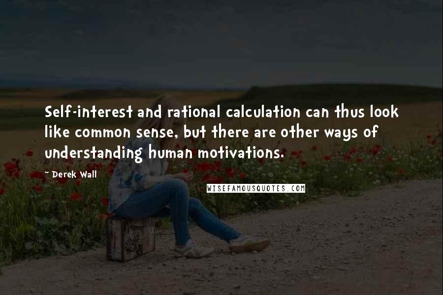 Derek Wall quotes: Self-interest and rational calculation can thus look like common sense, but there are other ways of understanding human motivations.