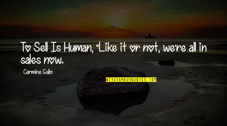 Dere's Quotes By Carmine Gallo: To Sell Is Human, "Like it or not,