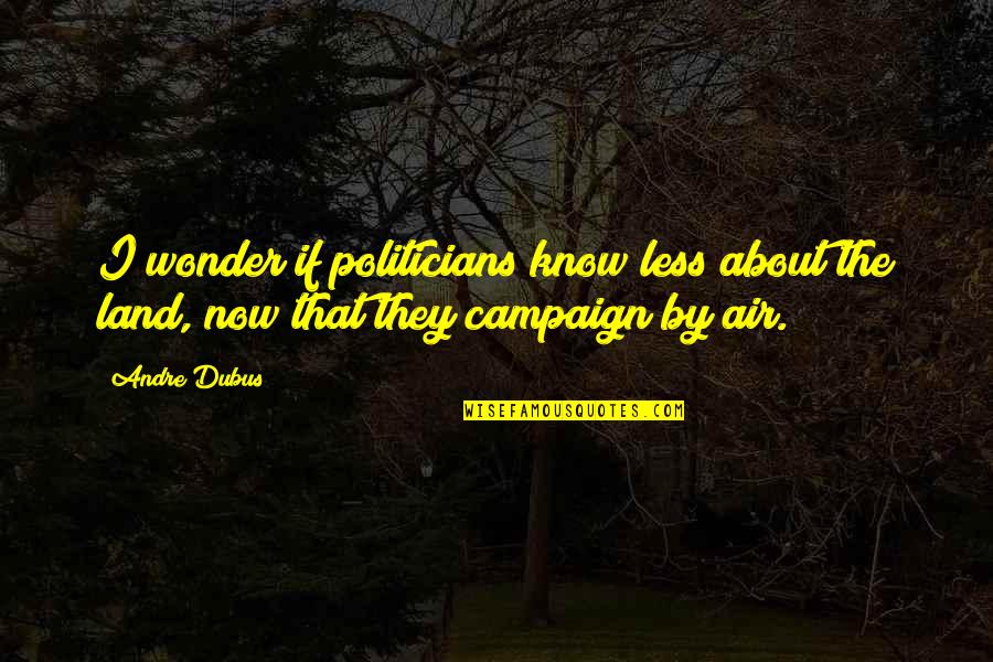 Derfel Cadarn Quotes By Andre Dubus: I wonder if politicians know less about the