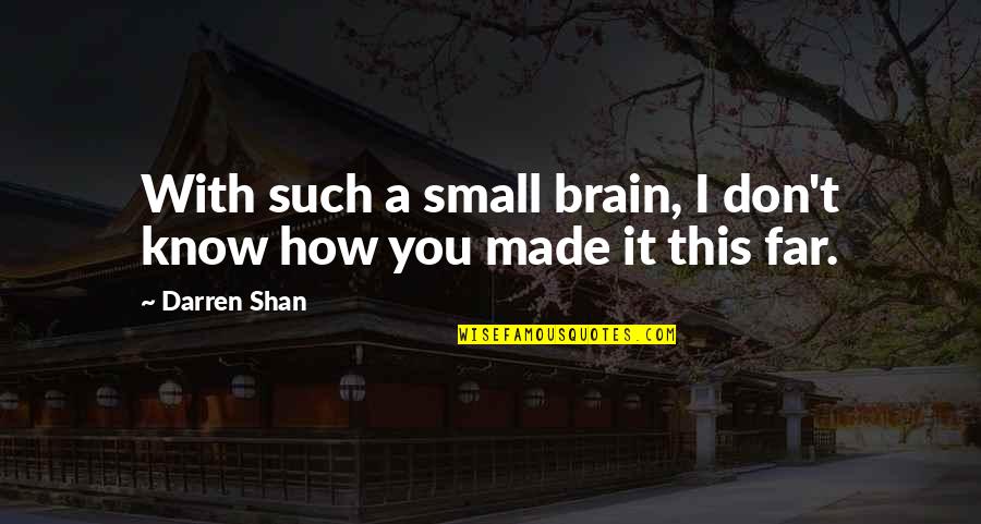 Derflinger Adventureland Quotes By Darren Shan: With such a small brain, I don't know