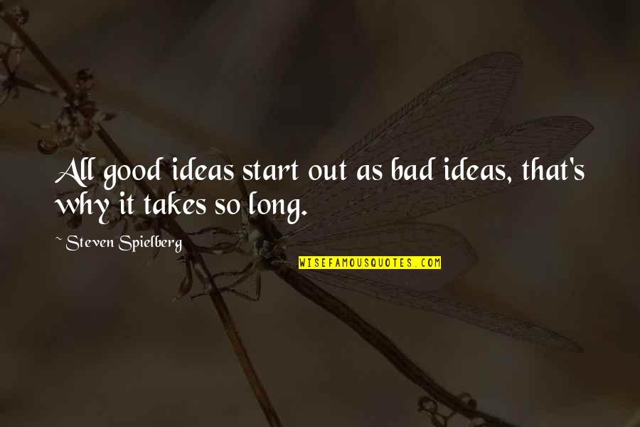 Derider Quotes By Steven Spielberg: All good ideas start out as bad ideas,