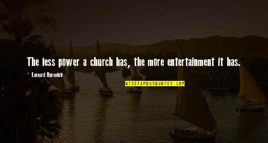 Derivacion Ejemplos Quotes By Leonard Ravenhill: The less power a church has, the more