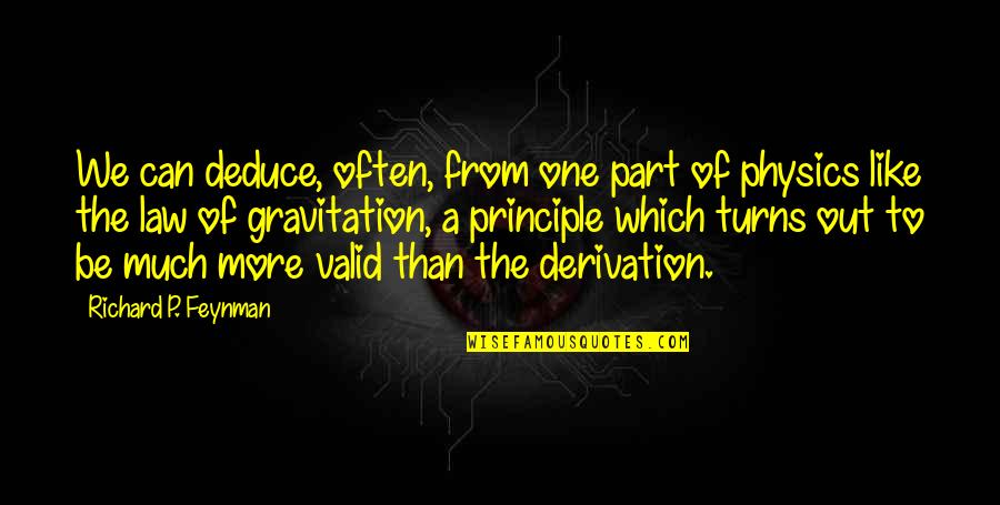 Derivation Of Quotes By Richard P. Feynman: We can deduce, often, from one part of