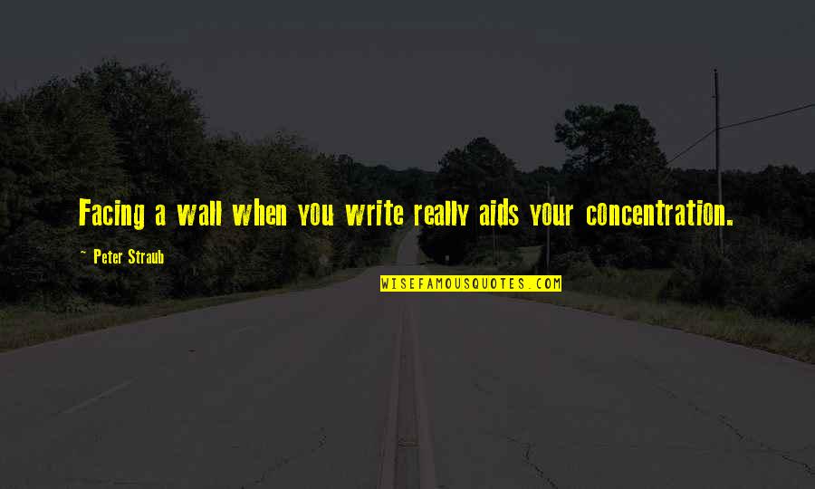 Derler Derler Quotes By Peter Straub: Facing a wall when you write really aids Derler Derler Quotes By Peter Straub: Facing a wall when you write really aids