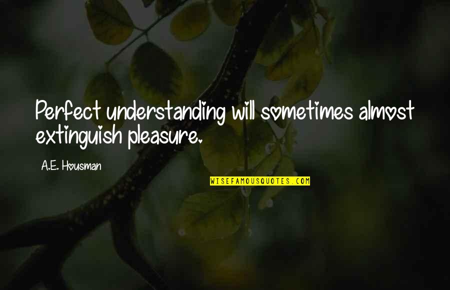 Derramando Na Quotes By A.E. Housman: Perfect understanding will sometimes almost extinguish pleasure.