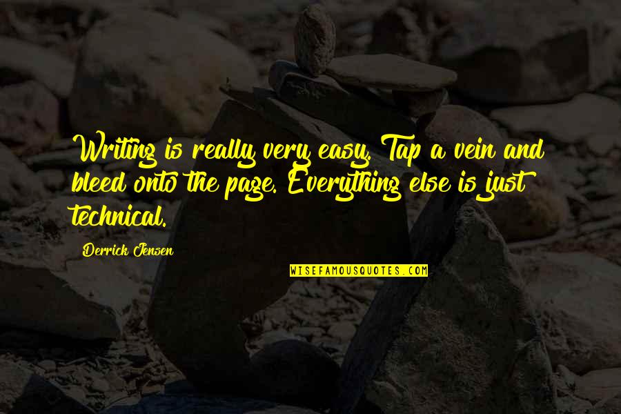 Derrick Quotes By Derrick Jensen: Writing is really very easy. Tap a vein Derrick Quotes By Derrick Jensen: Writing is really very easy. Tap a vein