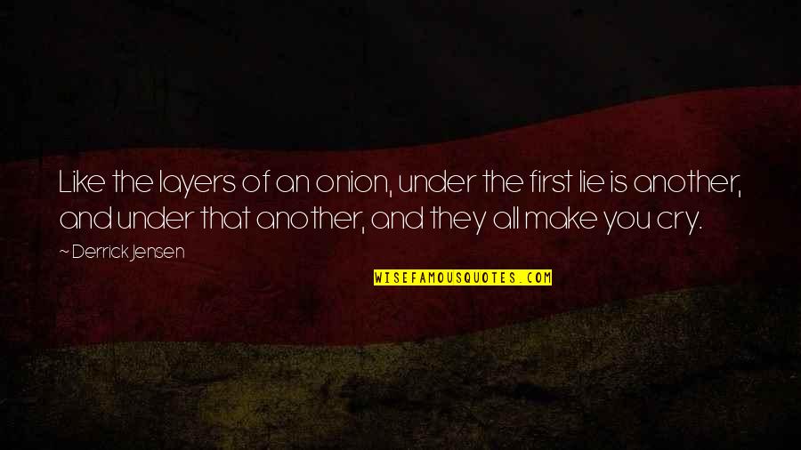 Derrick Quotes By Derrick Jensen: Like the layers of an onion, under the Derrick Quotes By Derrick Jensen: Like the layers of an onion, under the