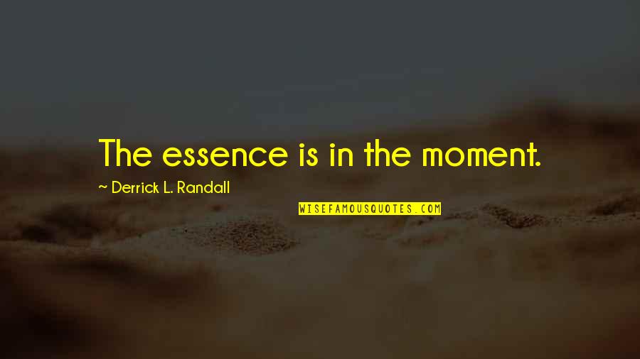 Derrick Quotes By Derrick L. Randall: The essence is in the moment. Derrick Quotes By Derrick L. Randall: The essence is in the moment.