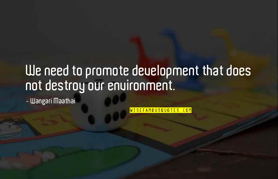 Derrumbar Barreras Quotes By Wangari Maathai: We need to promote development that does not Derrumbar Barreras Quotes By Wangari Maathai: We need to promote development that does not