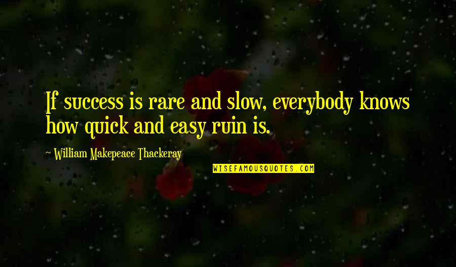 Derry Quotes By William Makepeace Thackeray: If success is rare and slow, everybody knows