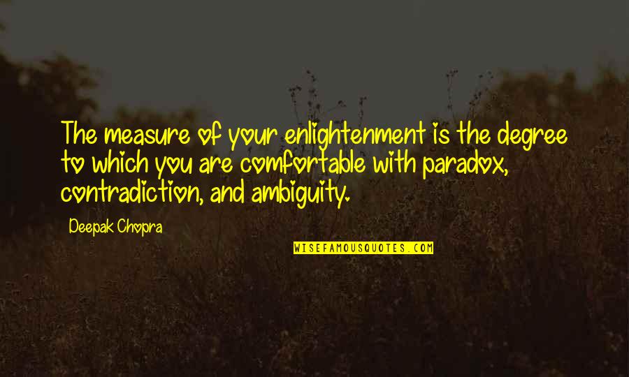 Dervin Spears Quotes By Deepak Chopra: The measure of your enlightenment is the degree Dervin Spears Quotes By Deepak Chopra: The measure of your enlightenment is the degree