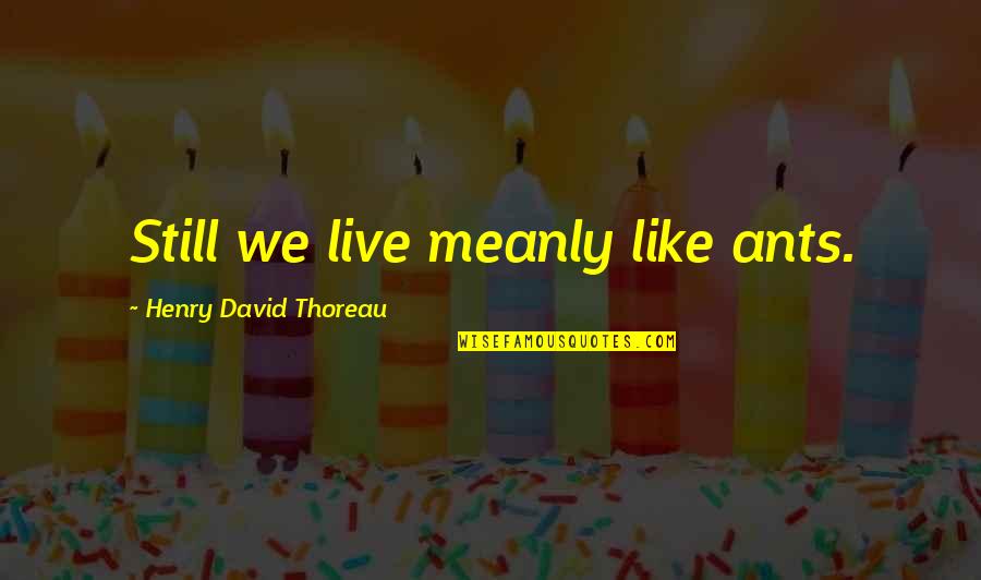 Descemer Quotes By Henry David Thoreau: Still we live meanly like ants.