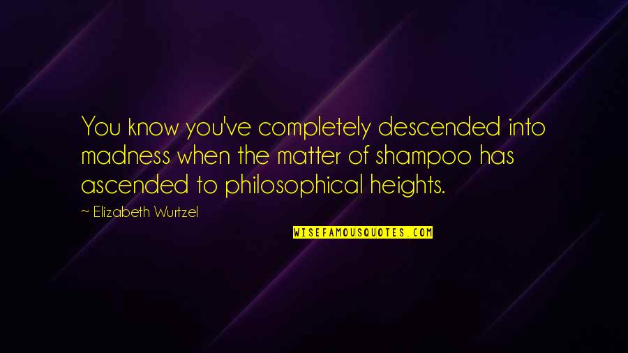 Descended Quotes By Elizabeth Wurtzel: You know you've completely descended into madness when
