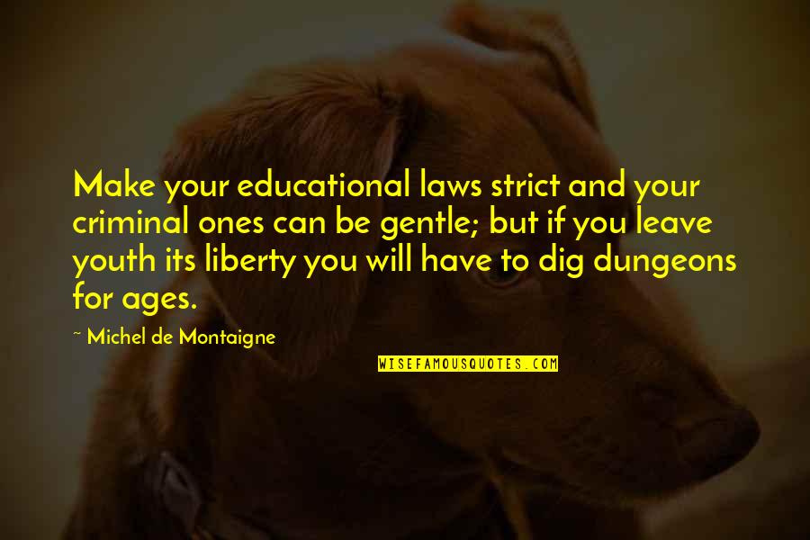 Descended Songs Quotes By Michel De Montaigne: Make your educational laws strict and your criminal