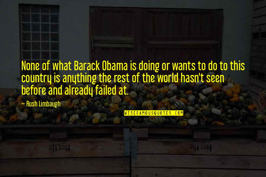 Descida Do Espirito Quotes By Rush Limbaugh: None of what Barack Obama is doing or