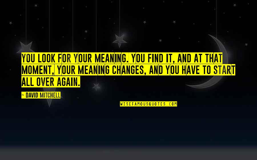 Descompuesto Translation Quotes By David Mitchell: You look for your meaning. You find it, Descompuesto Translation Quotes By David Mitchell: You look for your meaning. You find it,