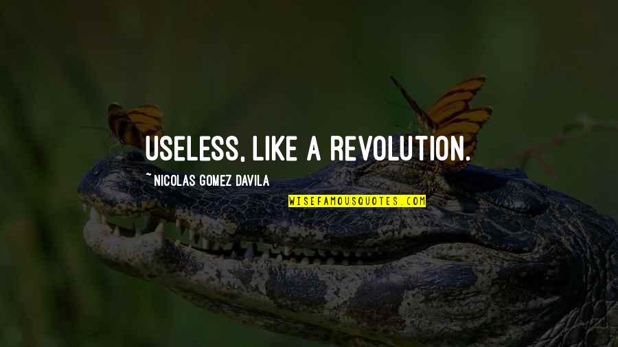Descontento Significado Quotes By Nicolas Gomez Davila: Useless, like a revolution. Descontento Significado Quotes By Nicolas Gomez Davila: Useless, like a revolution.