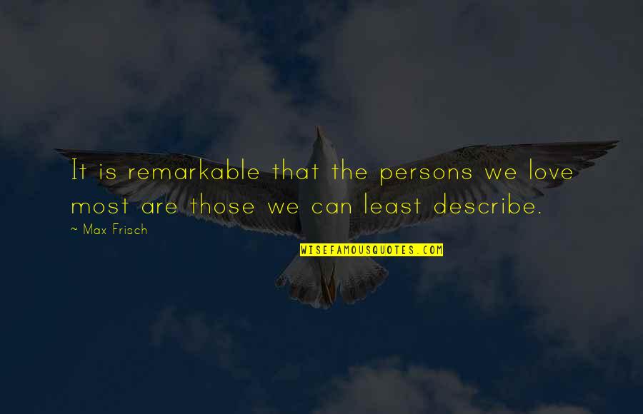 Describe Love Quotes By Max Frisch: It is remarkable that the persons we love