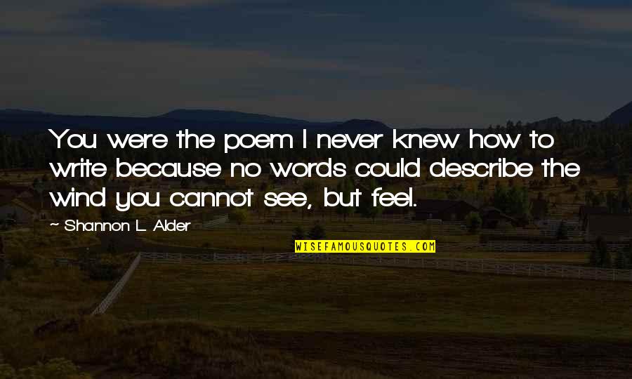 Describe Love Quotes By Shannon L. Alder: You were the poem I never knew how