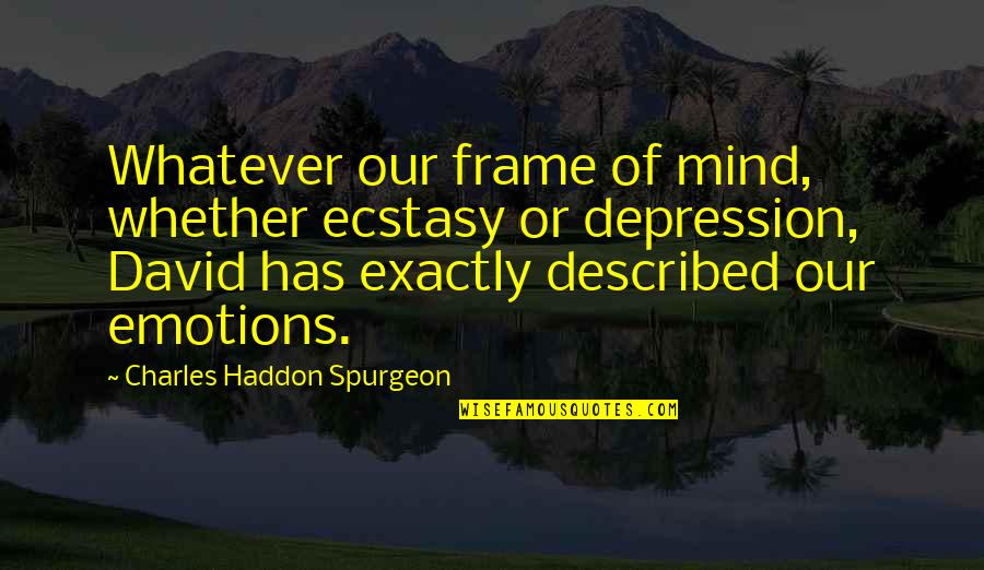 Described Quotes By Charles Haddon Spurgeon: Whatever our frame of mind, whether ecstasy or