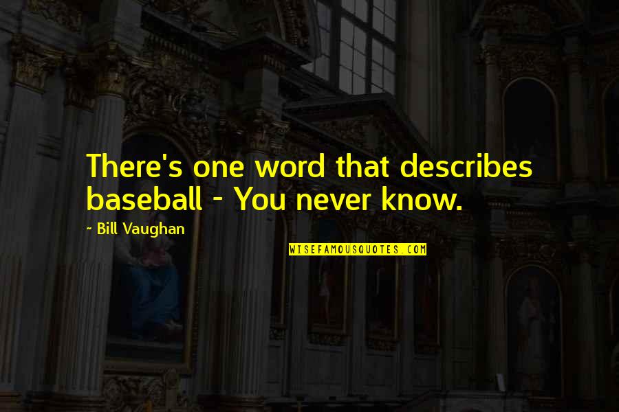 Describes Quotes By Bill Vaughan: There's one word that describes baseball - You
