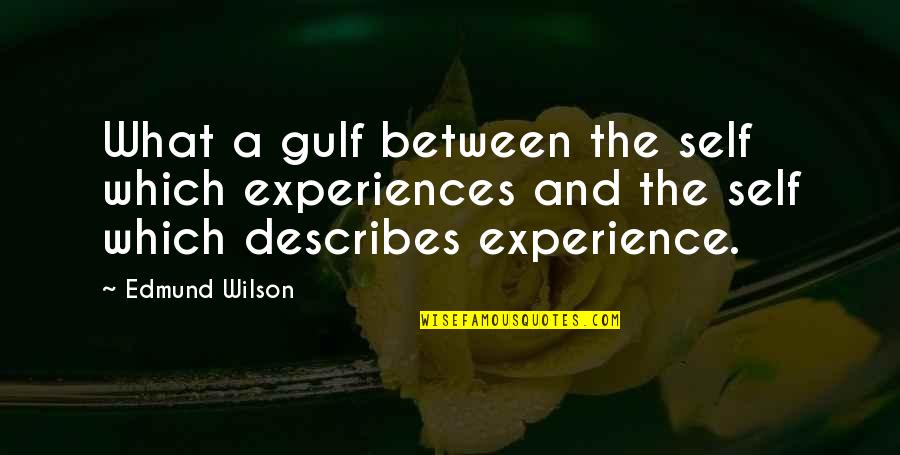 Describes Quotes By Edmund Wilson: What a gulf between the self which experiences