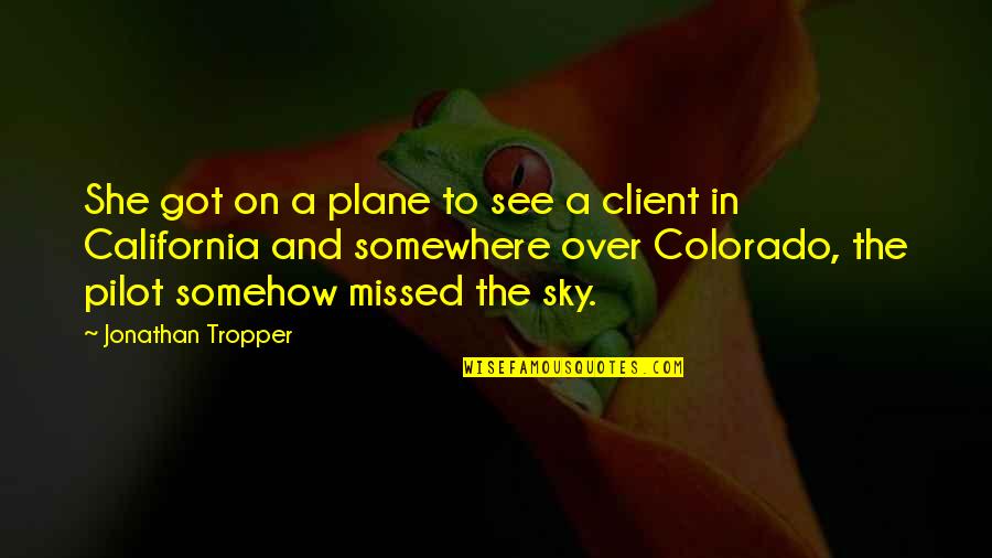 Descriptions Quotes By Jonathan Tropper: She got on a plane to see a
