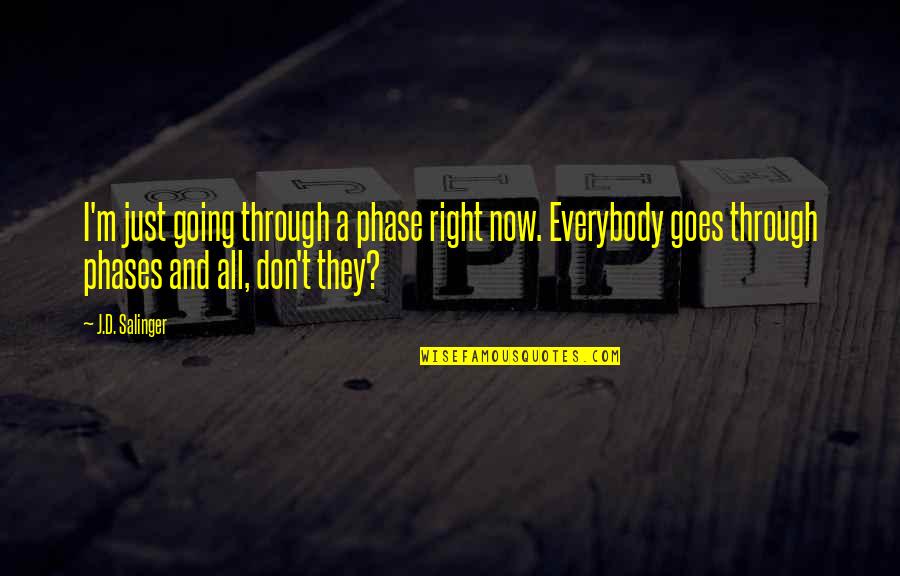 Descubierto In English Quotes By J.D. Salinger: I'm just going through a phase right now. Descubierto In English Quotes By J.D. Salinger: I'm just going through a phase right now.