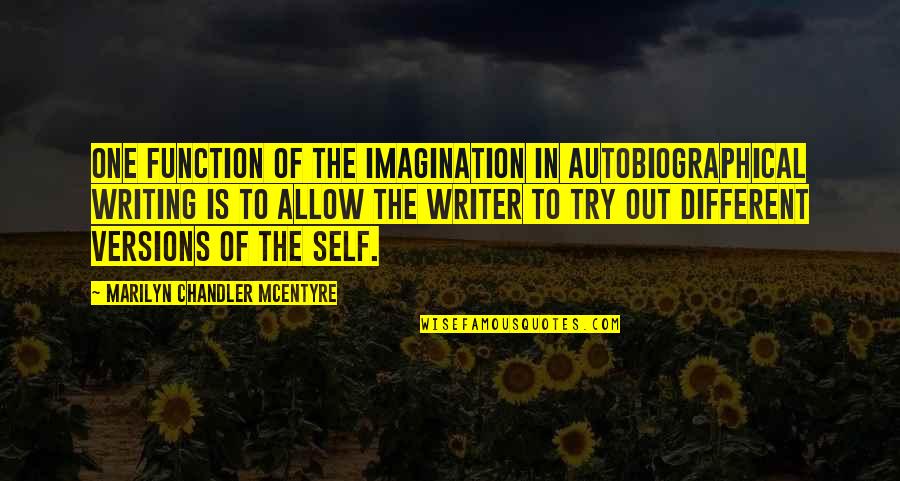 Desemenated Quotes By Marilyn Chandler McEntyre: One function of the imagination in autobiographical writing