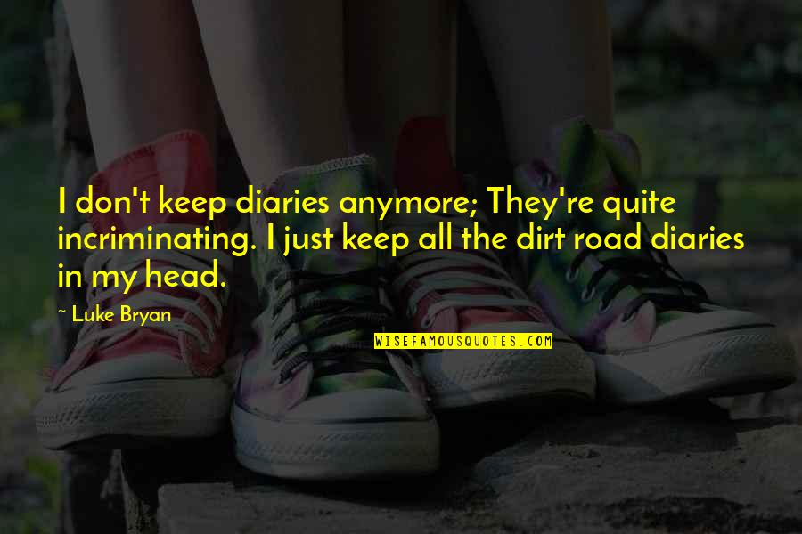 Deserted Places Quotes By Luke Bryan: I don't keep diaries anymore; They're quite incriminating.