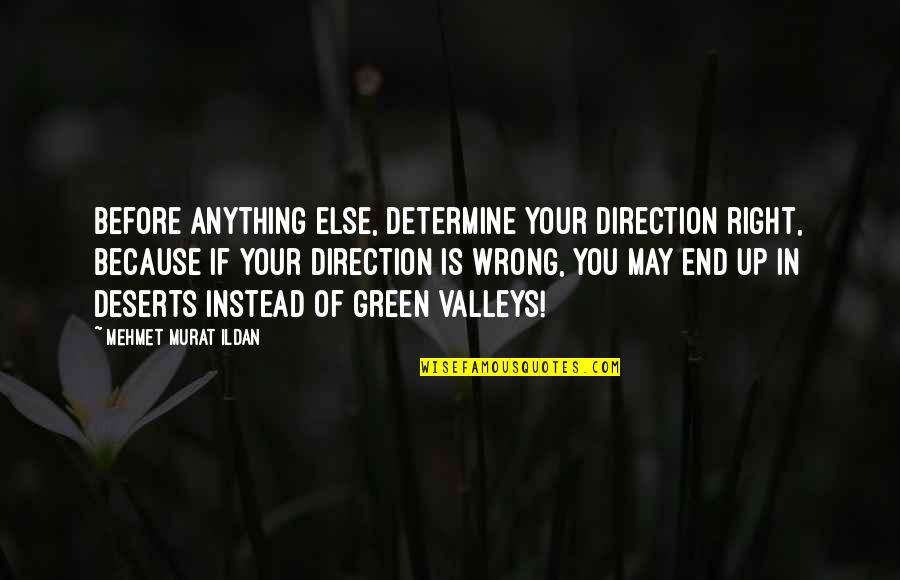 Deserts Quotes By Mehmet Murat Ildan: Before anything else, determine your direction right, because