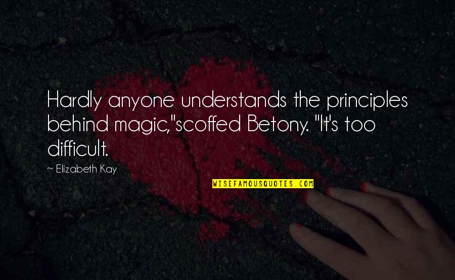 Deservingly Quotes By Elizabeth Kay: Hardly anyone understands the principles behind magic,"scoffed Betony.