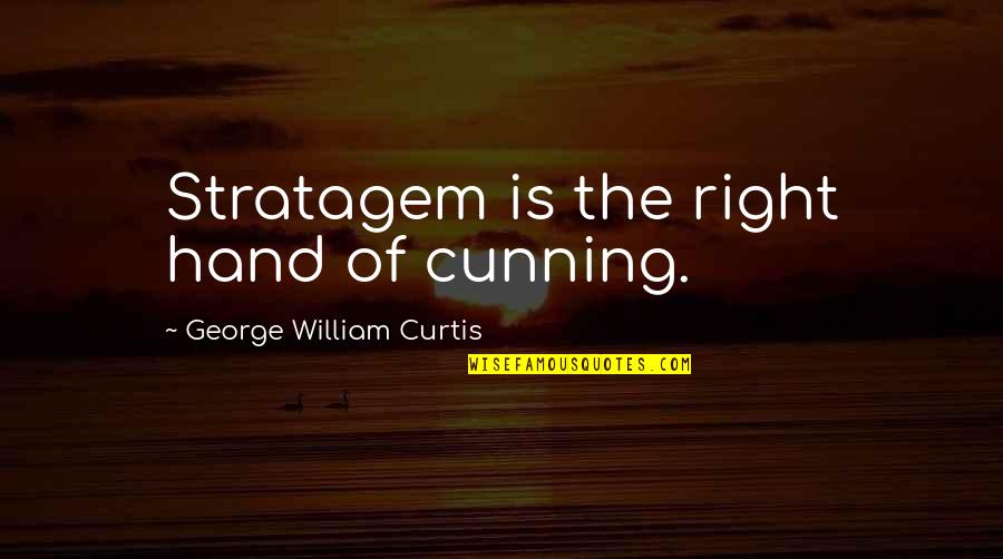 Desgarros Quotes By George William Curtis: Stratagem is the right hand of cunning.
