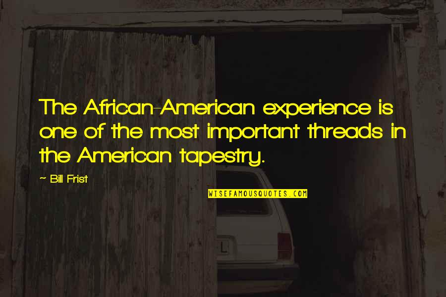 Deshell Sunflower Quotes By Bill Frist: The African-American experience is one of the most