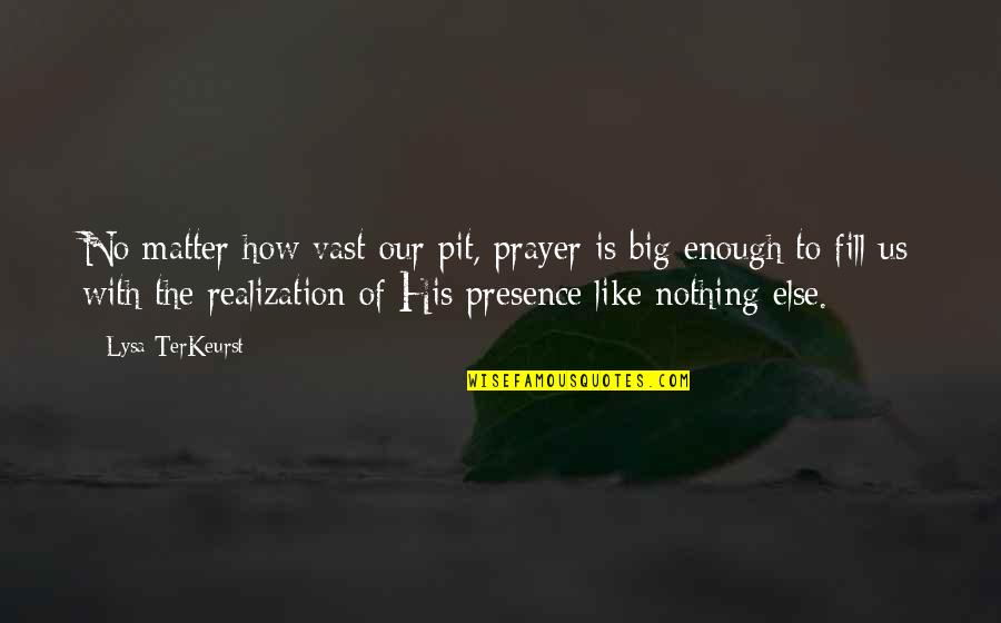 Deshun Ruffin Quotes By Lysa TerKeurst: No matter how vast our pit, prayer is Deshun Ruffin Quotes By Lysa TerKeurst: No matter how vast our pit, prayer is