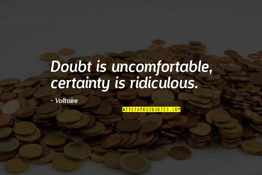 Desi Yaari Quotes By Voltaire: Doubt is uncomfortable, certainty is ridiculous.